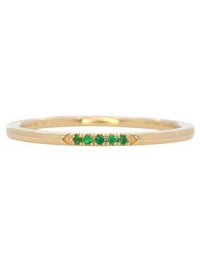 Tsavorite Garnet Band — Dainty 14K Yellow Gold Stackable Band